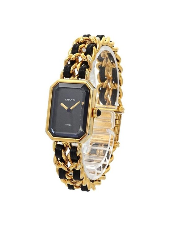 Chanel Premiere L Size H0001 Vintage Watch Black Gold